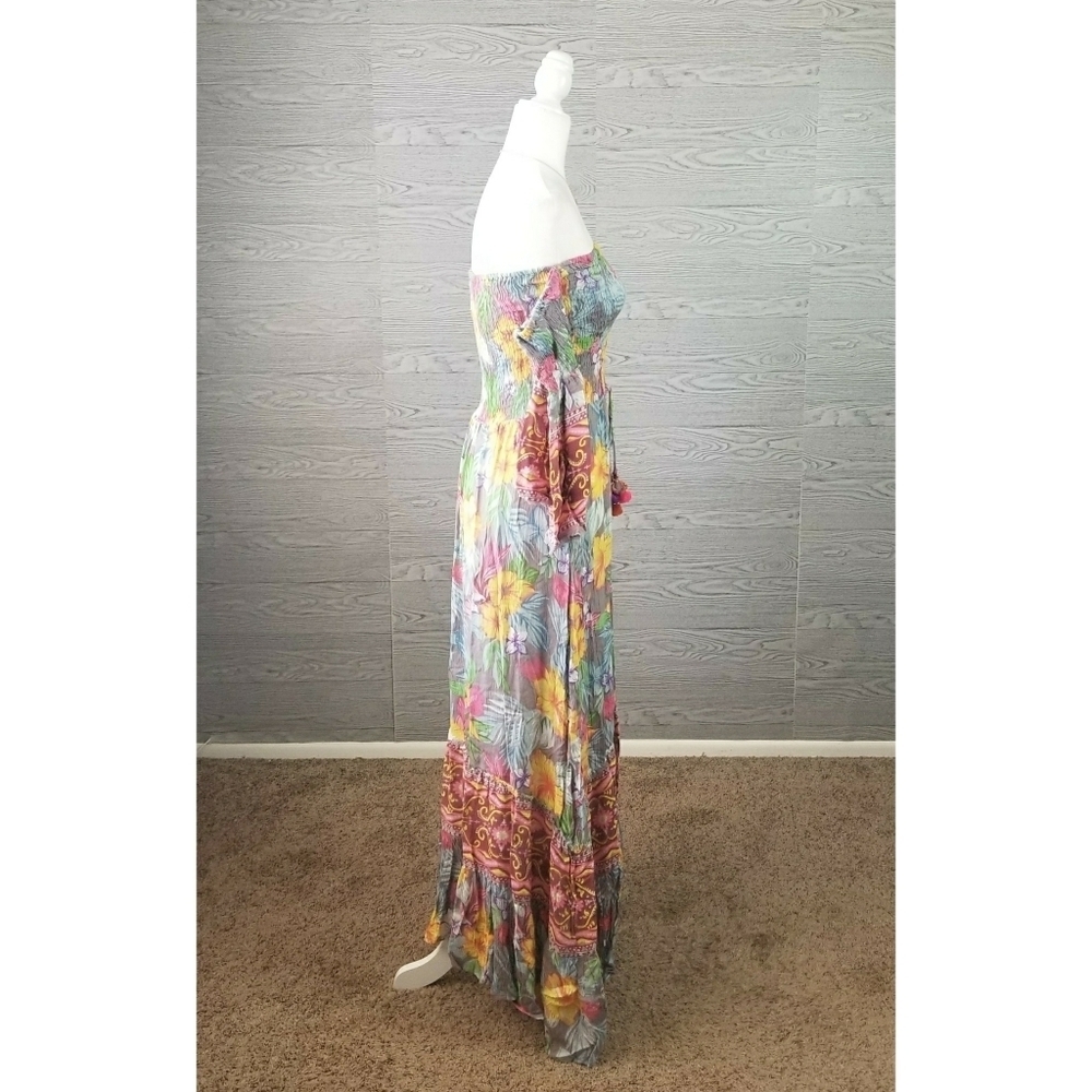 ALTAR'D STATE // flowy boho-chic floral off shoulder smocked maxi dress - Picture 14 of 16